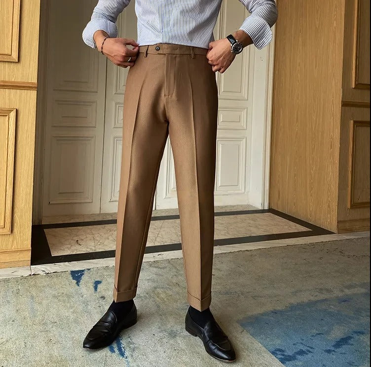 Khakhi Men Formal Pants by ELLEGANCE