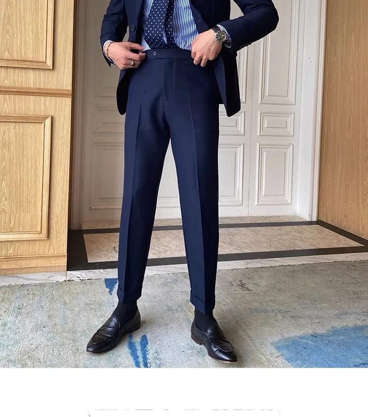 Navy Blue Men Formal Pants by ELLEGANCE