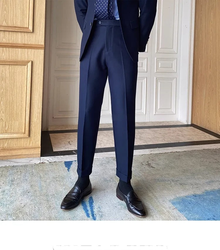 Navy Blue Men Formal Pants by ELLEGANCE