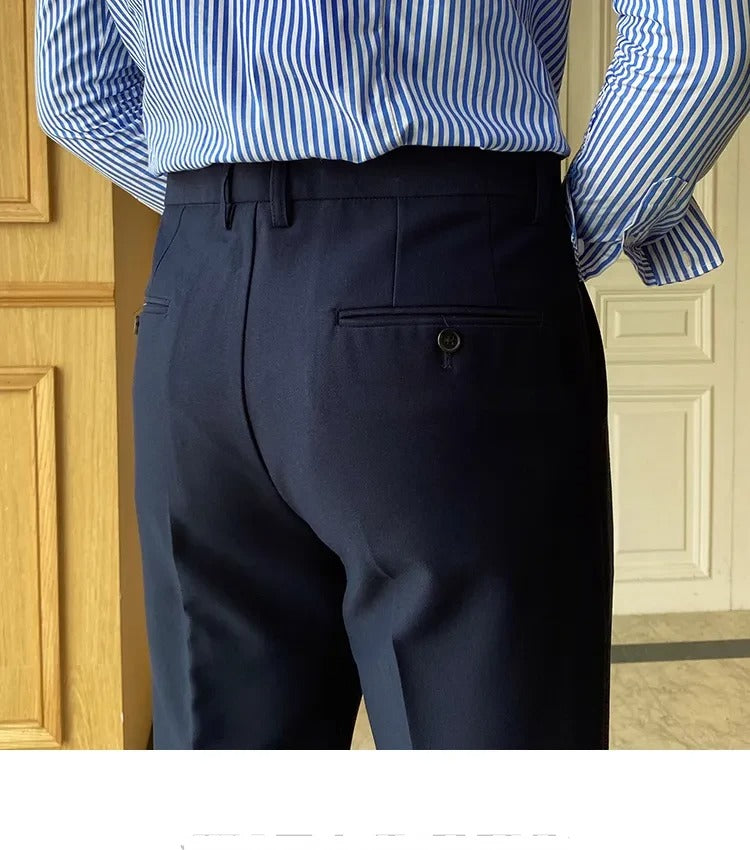 Navy Blue Men Formal Pants by ELLEGANCE