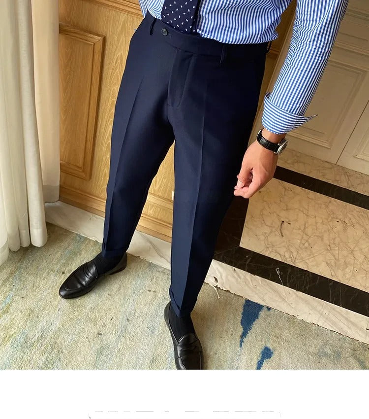 Navy Blue Men Formal Pants by ELLEGANCE