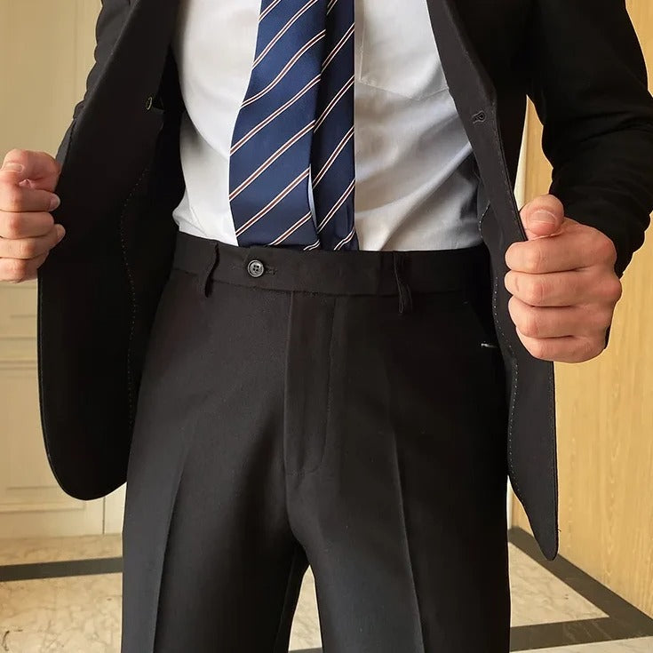 Charcoal Black Men Formal Pants by ELLEGANCE