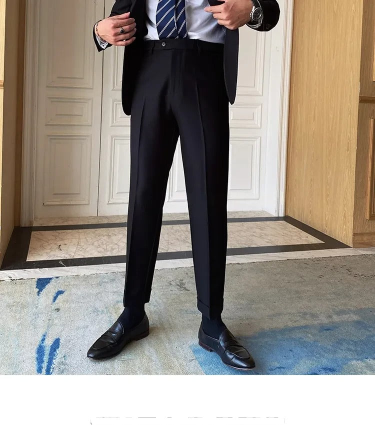 Charcoal Black Men Formal Pants by ELLEGANCE