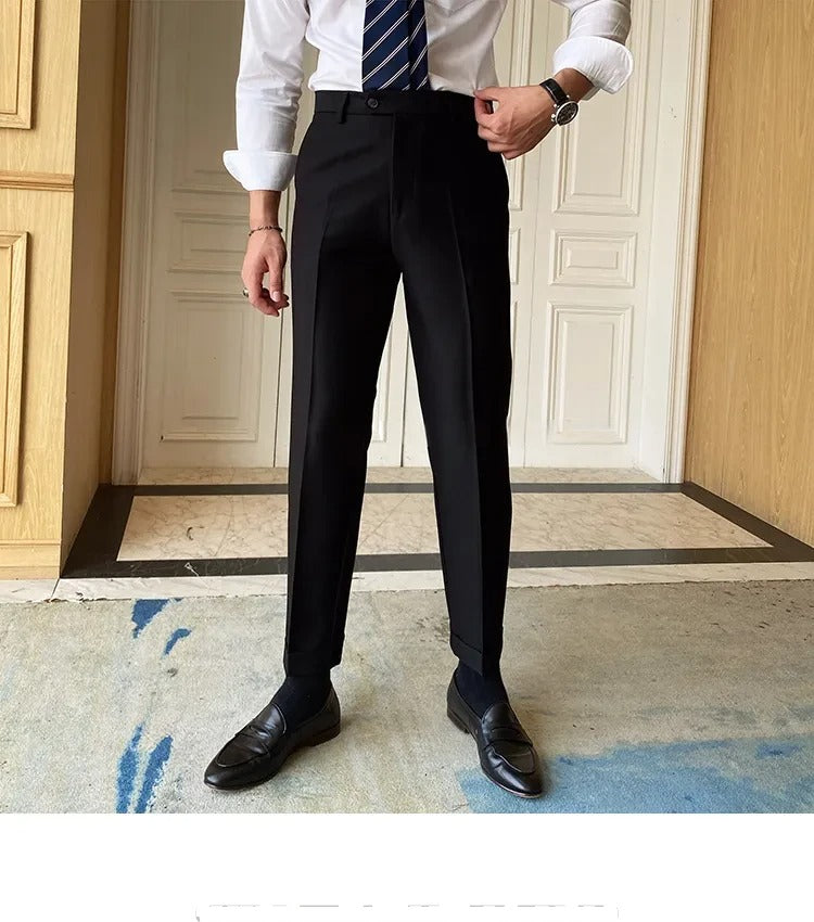 Charcoal Black Men Formal Pants by ELLEGANCE