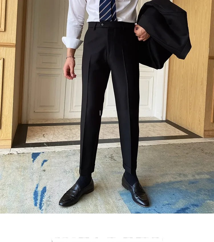 Charcoal Black Men Formal Pants by ELLEGANCE
