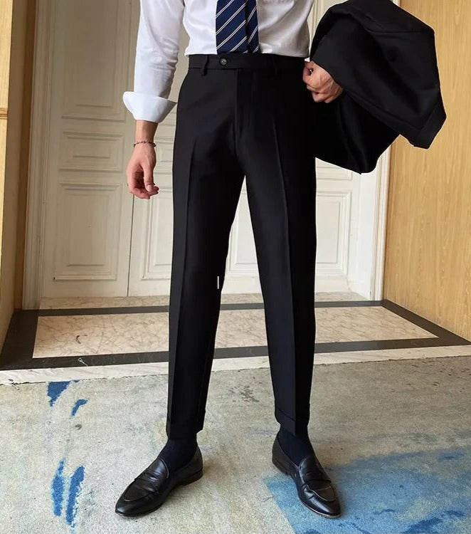 Charcoal Black Men Formal Pants by ELLEGANCE