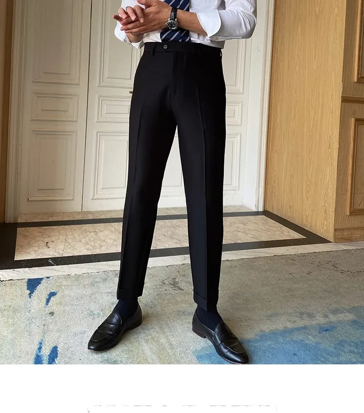 Charcoal Black Men Formal Pants by ELLEGANCE