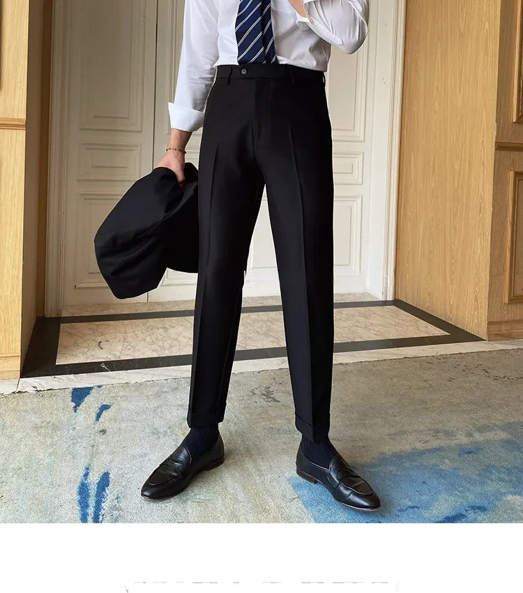 Charcoal Black Men Formal Pants by ELLEGANCE