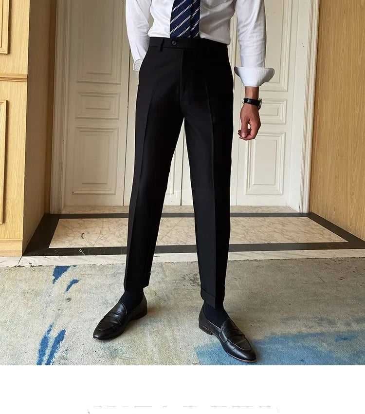 Charcoal Black Men Formal Pants by ELLEGANCE