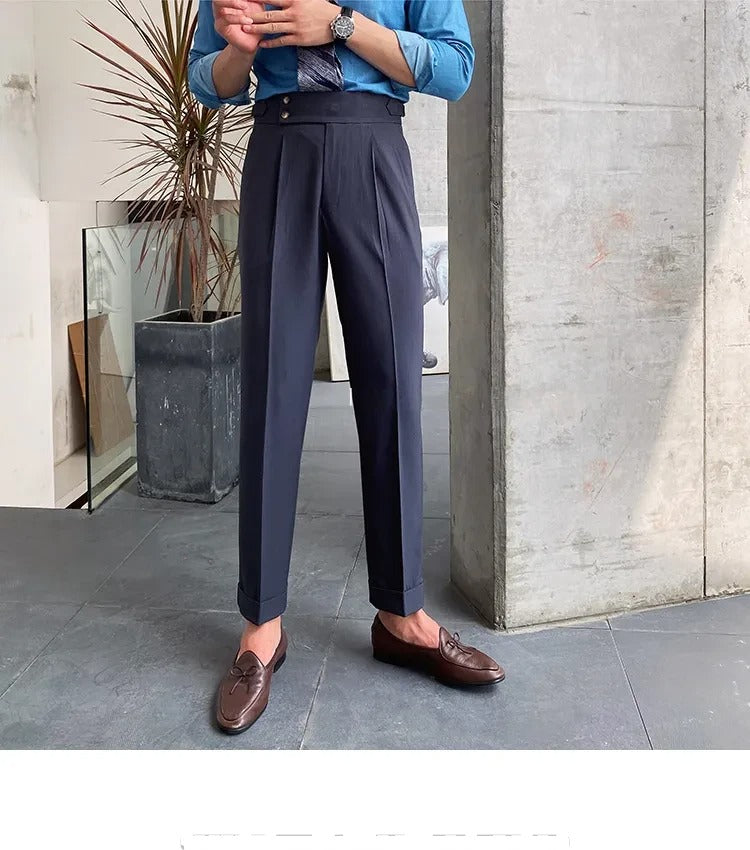 Elephant Grey Signature Buttoned Gurkha Pants