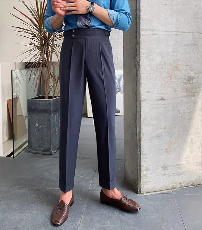 Elephant Grey Signature Buttoned Gurkha Pants