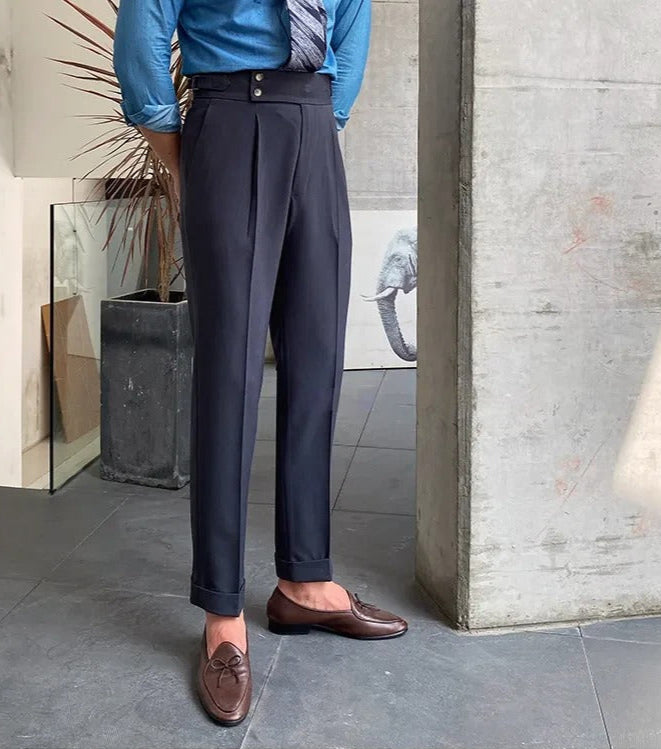 Elephant Grey Signature Buttoned Gurkha Pants