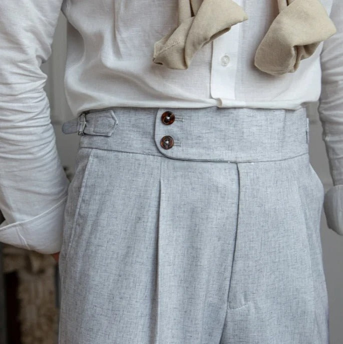 Ash Grey Signature Buttoned GURKHA PANTS by Ellegance