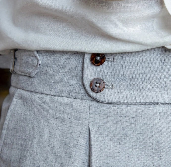 Ash Grey Signature Buttoned GURKHA PANTS by Ellegance
