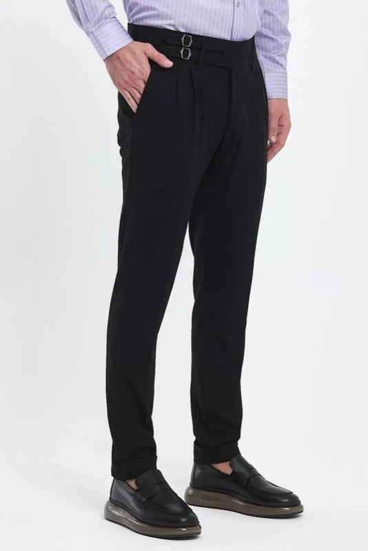 Black Double Buckle Gurkha Pants by Ellegance