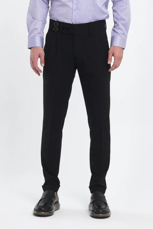 Black Double Buckle Gurkha Pants by Ellegance