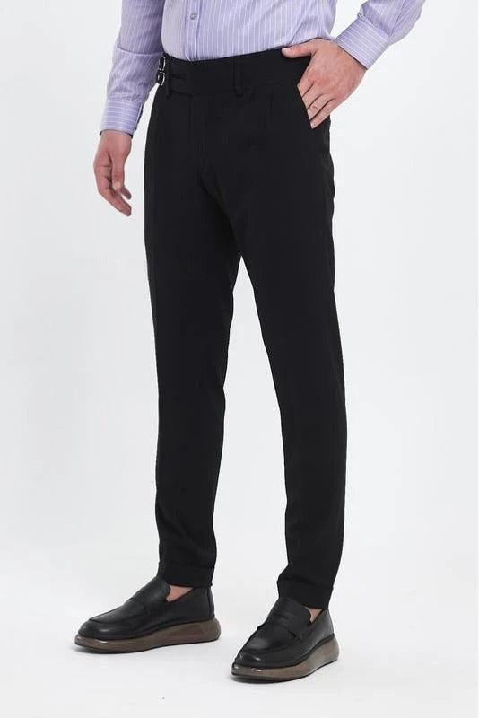 Black Double Buckle Gurkha Pants by Ellegance