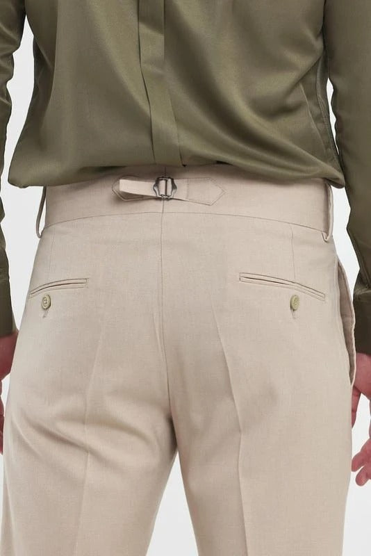 Beige Double Buckle Gurkha Pants by Ellegance