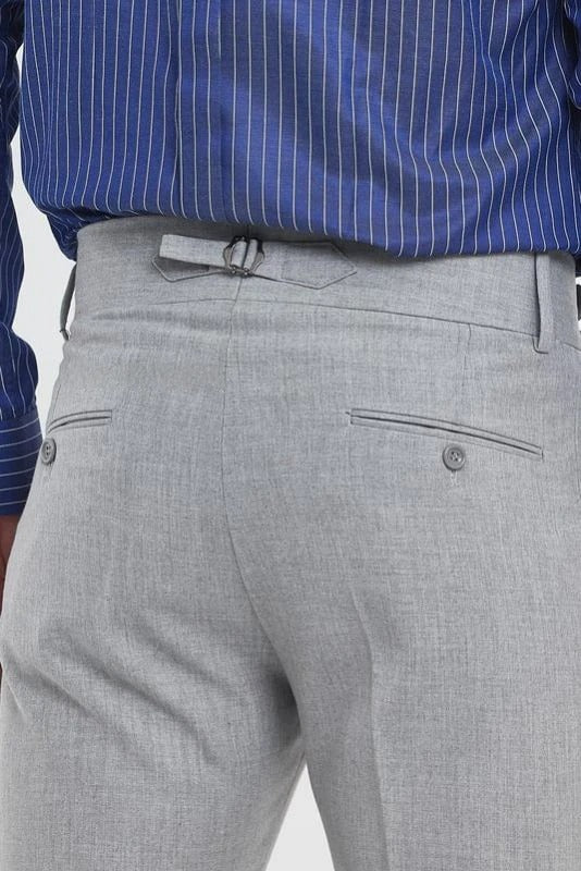 Ash Grey Double Buckle Gurkha Pants by Ellegane