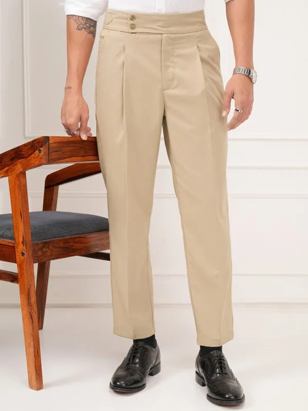 Biege Signature Buttoned Gurkha Pants by Ellegance