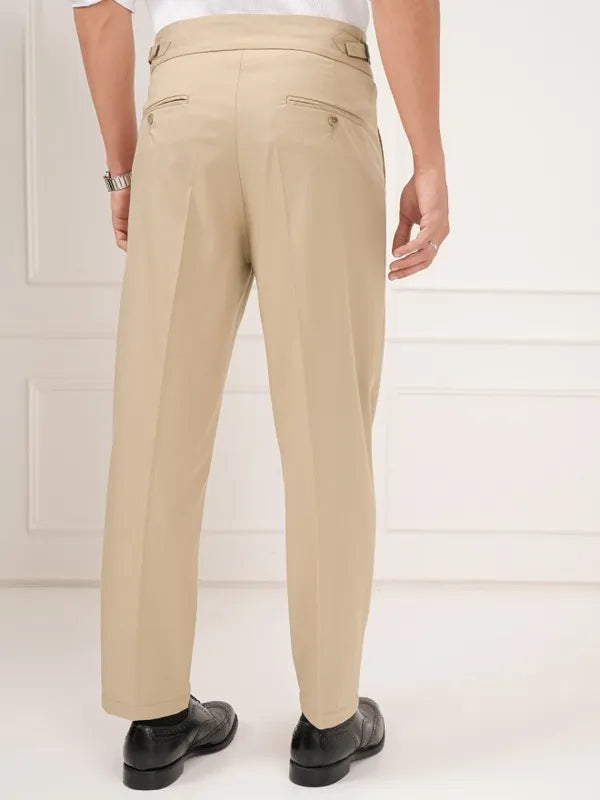 Biege Signature Buttoned Gurkha Pants by Ellegance