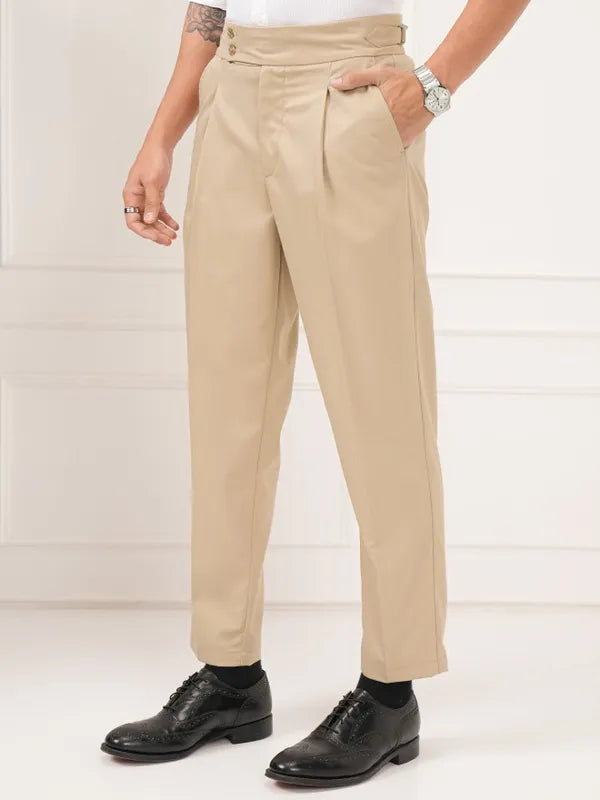 Biege Signature Buttoned Gurkha Pants by Ellegance