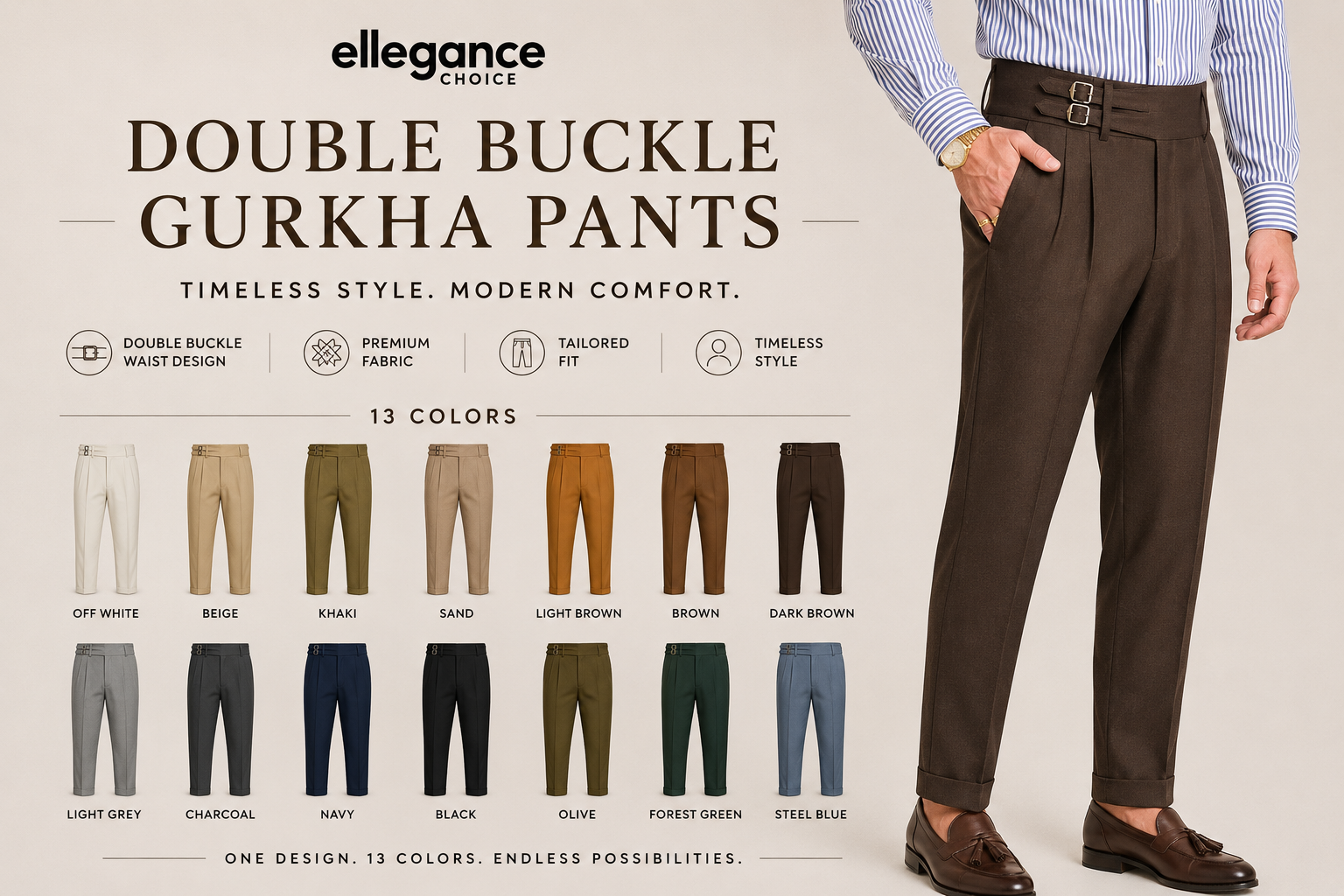 Double Buckle Gurkha Pants