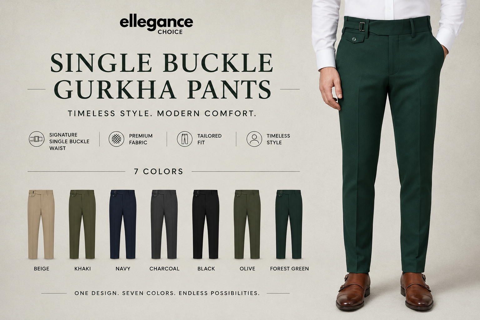 Single Buckle Gurkha Pants