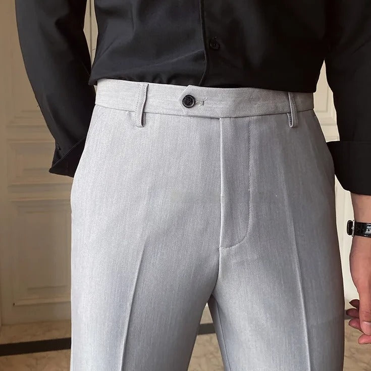 Ash Grey Men Formal Pants by ELLEGANCE