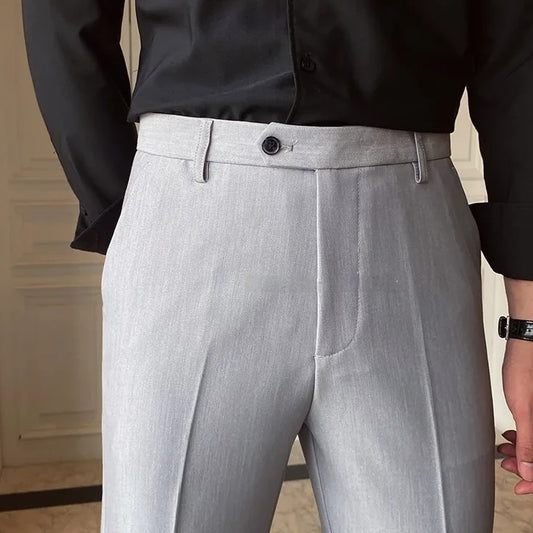 Ash Grey Men Formal Pants by ELLEGANCE