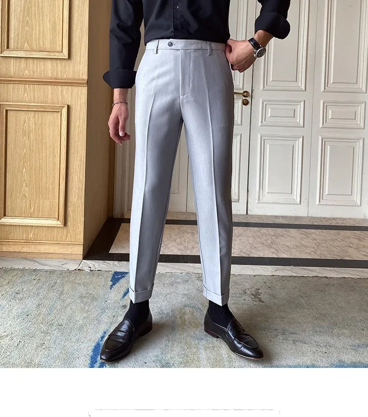 Ash Grey Men Formal Pants by ELLEGANCE