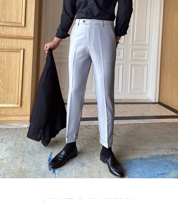 Ash Grey Men Formal Pants by ELLEGANCE
