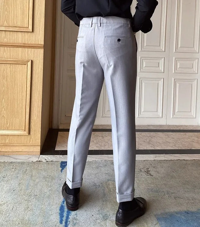 Ash Grey Men Formal Pants by ELLEGANCE