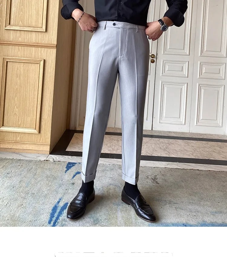 Ash Grey Men Formal Pants by ELLEGANCE