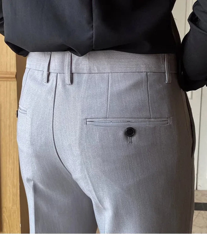 Ash Grey Men Formal Pants by ELLEGANCE