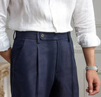 Navy Men Pleated Trouser by ELLEGANCE
