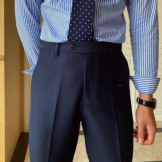 Navy Blue Men Formal Pants by ELLEGANCE