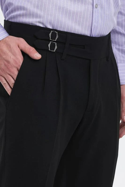 Black Double Buckle Gurkha Pants by Ellegance