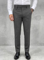 Stone Grey Single Buckle Gurkha Pants