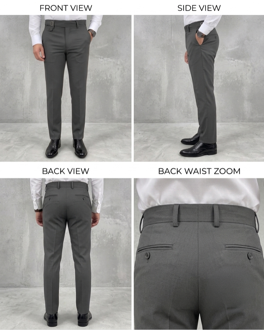 Stone Grey Single Buckle Gurkha Pants