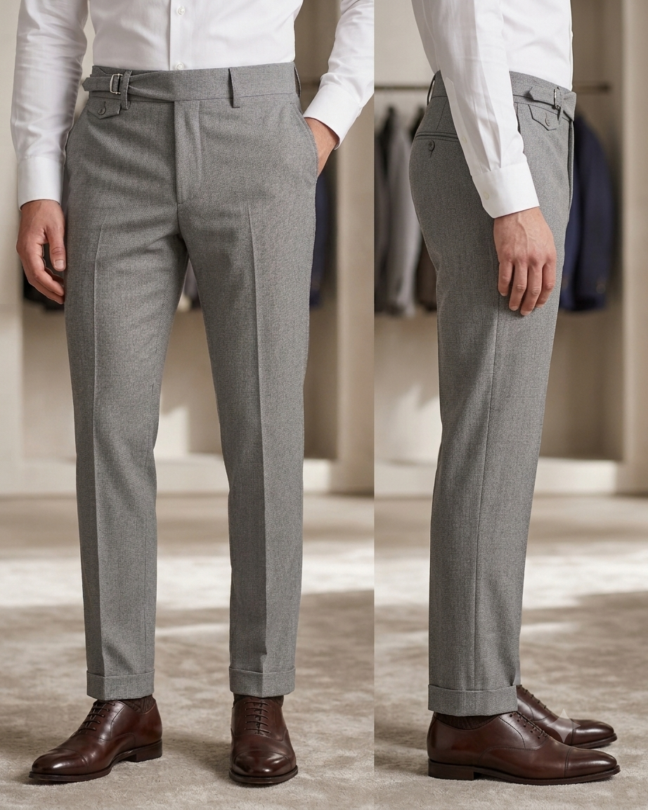 Ash Grey Single Buckle Gurkha Pants by Ellegance