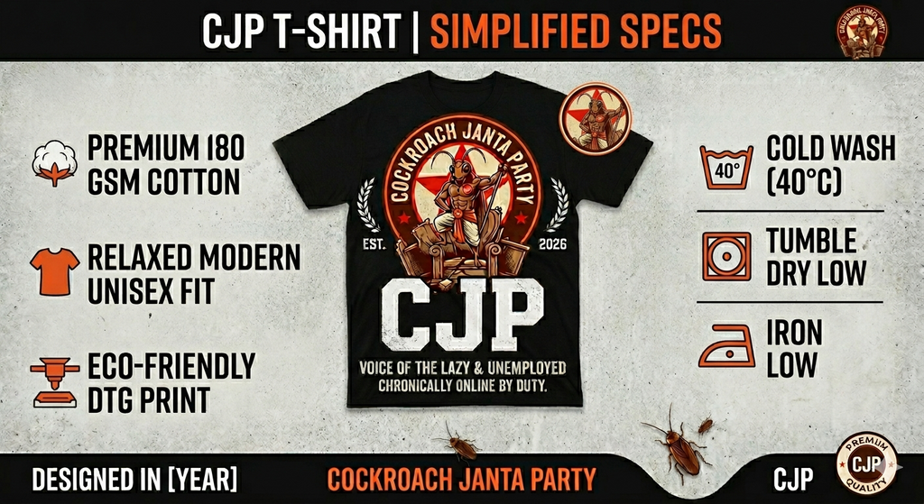Voice Of The Lazy & Unemployed | Cockroach Janta Party T-Shirt