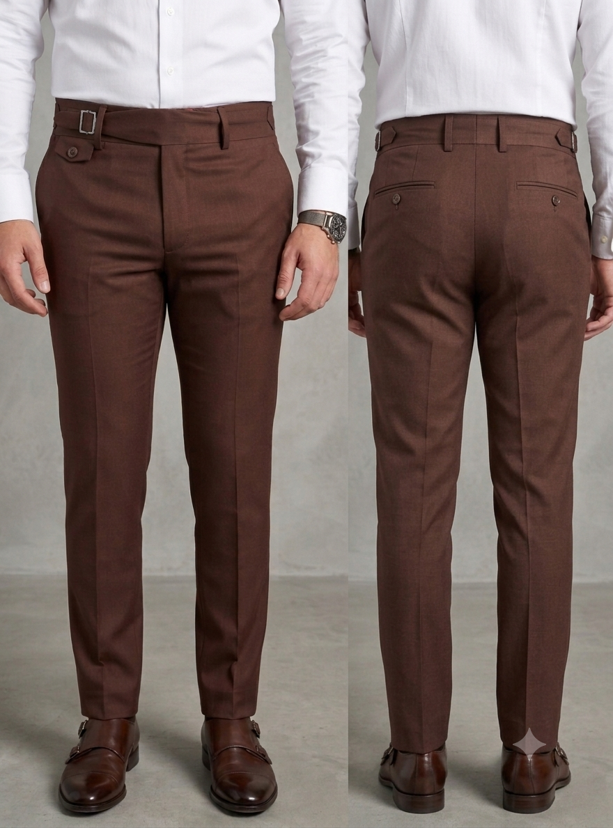 Brown Single Buckle Gurkha Pants