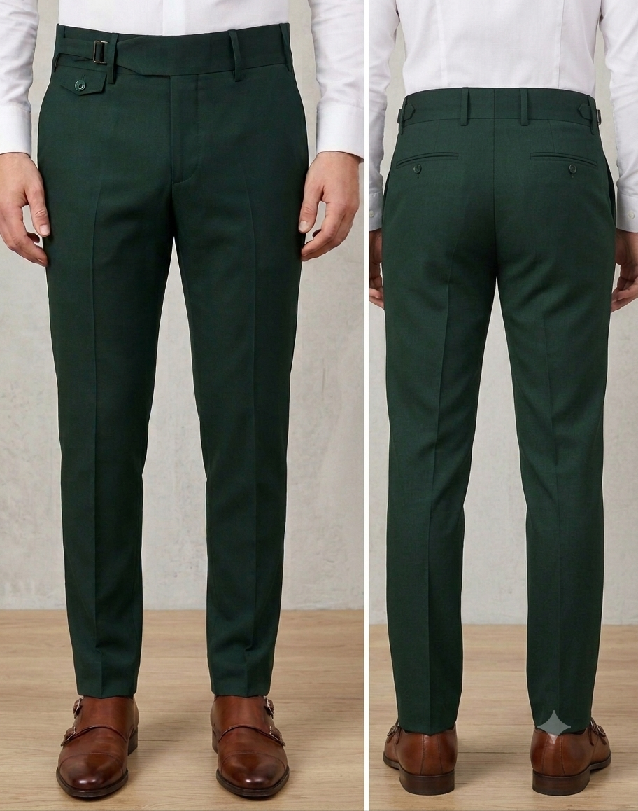 Bottle Green Single Buckle Gurkha Pants