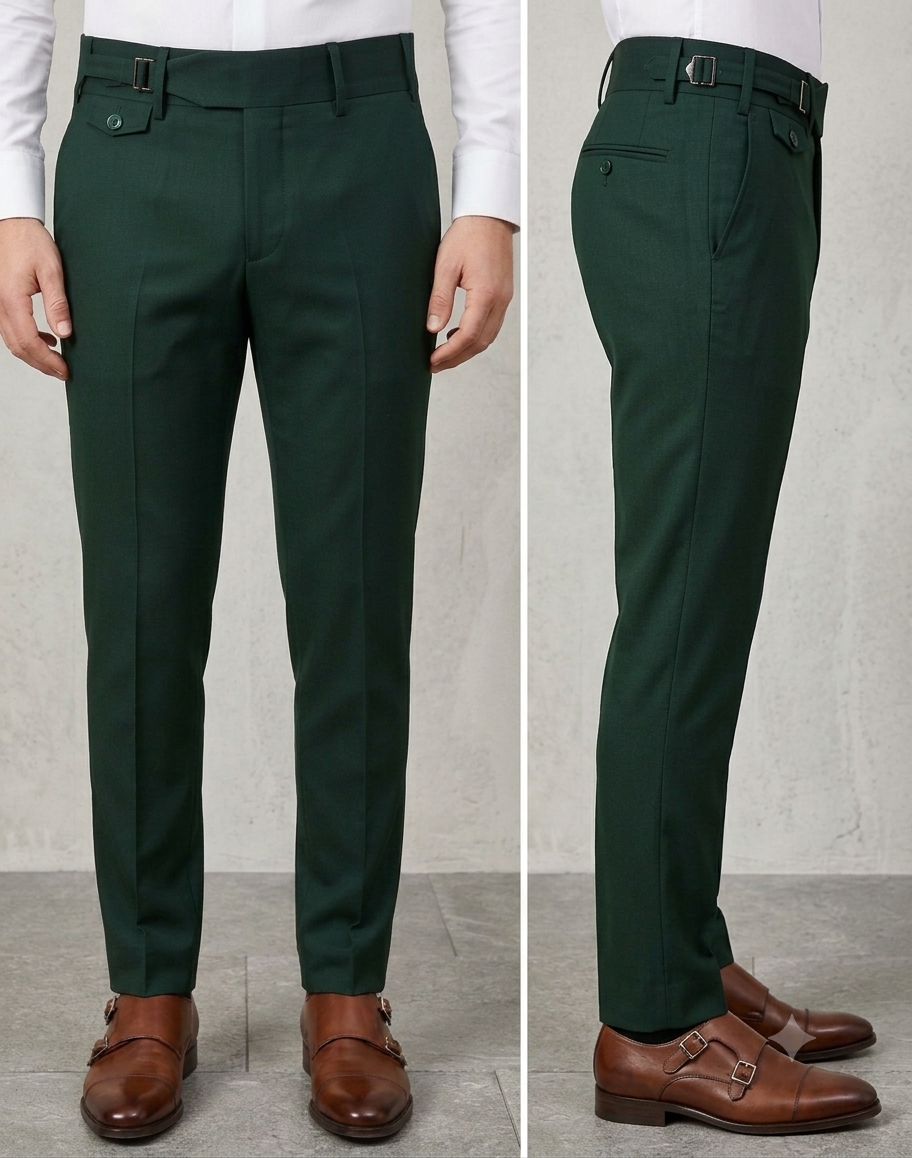 Bottle Green Single Buckle Gurkha Pants
