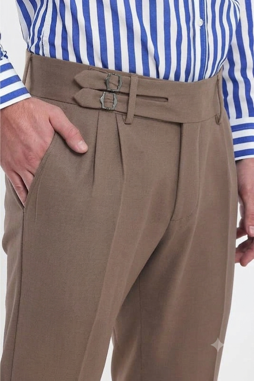 Camel Double Buckle Gurkha Pants by Ellegance