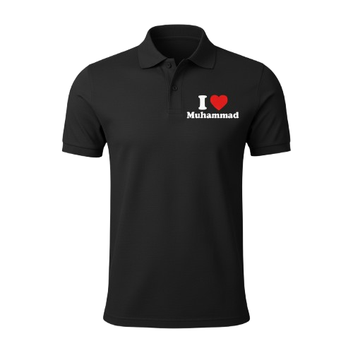 Ellegance Black Polo T-Shirt — I Love❤️ Muhammad Edition