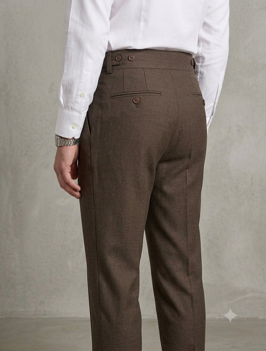 Dark Brown Signature Buttoned Gurkha Pants by Ellegance