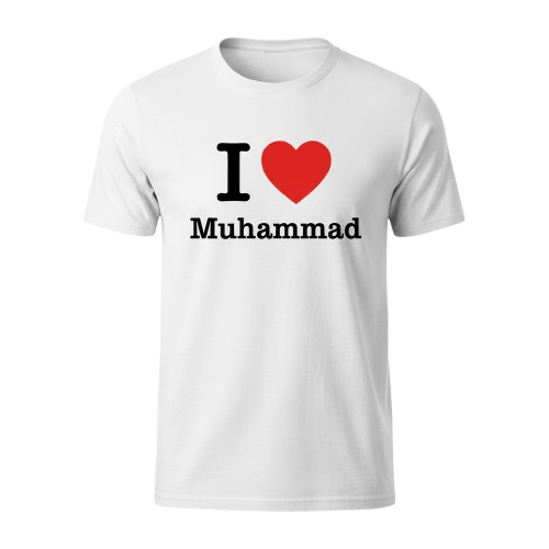 Ellegance Round Neck White T-Shirt — I Love❤️ Muhammad Edition