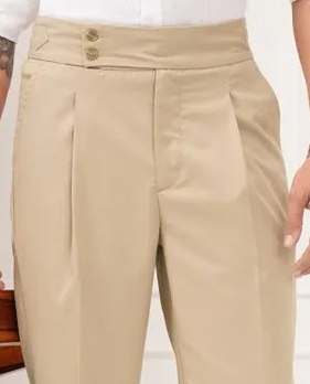 Biege Signature Buttoned Gurkha Pants by Ellegance